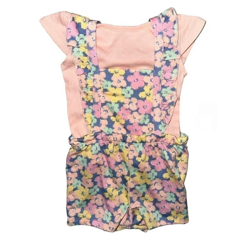 Wonder Nation Girls 12 Months Floral Jumpsuit With Bow Set New With Tags